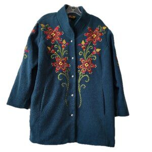 Bob Mackie Embroidered Fleece Jacket Plus Size 1X